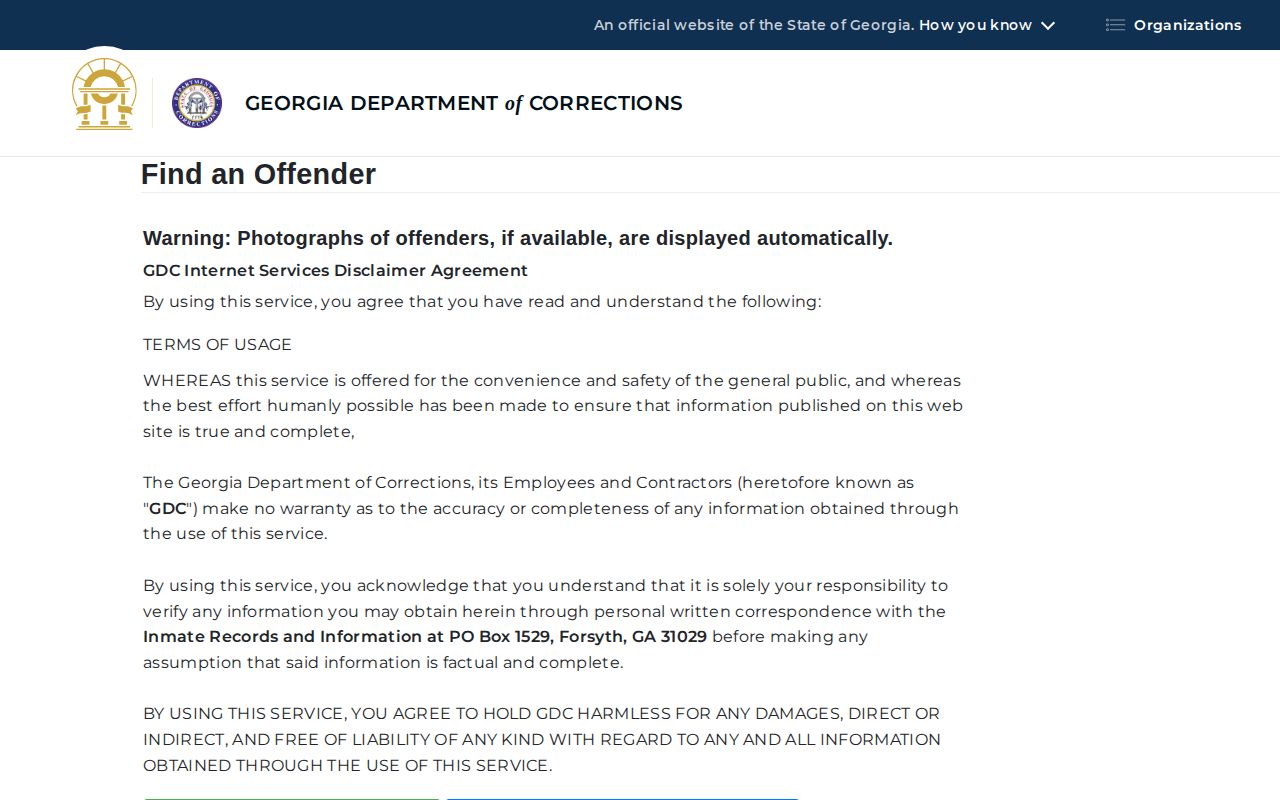Habersham County state inmate release search through GDC